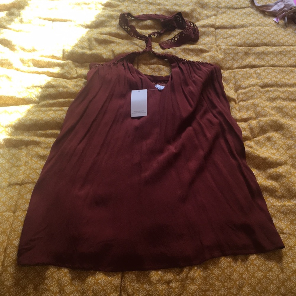 Rust/burnt orange halter dress